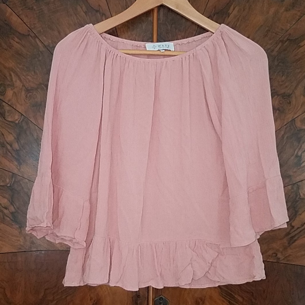WAYF Off Shoulder Ruffle Crinkle Top - Picture 2 of 5
